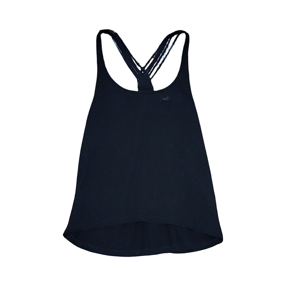 Hollister Y2K Navy Blue Strappy Boho  Racerback Tank Top Size S